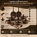 Jogo de Panela Prestigio 10 Peças - Aço Inox Duble Anti-Aderente 5 em 1 + BRINDE: Kit Utensílios