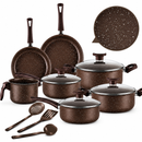 Jogo de Panela Prestigio 10 Peças - Aço Inox Duble Anti-Aderente 5 em 1 + BRINDE: Kit Utensílios